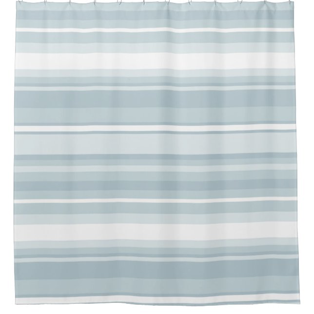 Ice blue stripes shower curtain (Front)