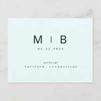 Ice Blue Tropical Monogram Wedding Save the Date 