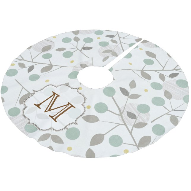 Ice Blue Twig Tree Bra Monogram Initial Tree Skirt (Angled)