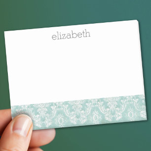 Ice Blue Vintage Damask Pattern with Grungy Finish Post-it Notes