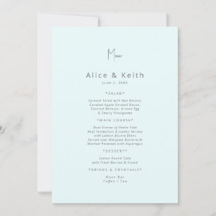Ice Blue Wedding Menu Invitation