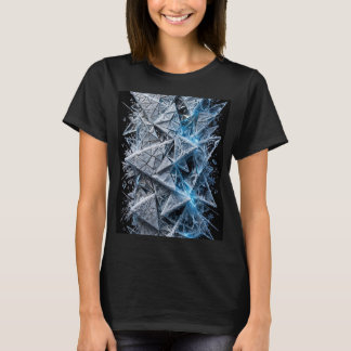 Ice Blue White Mosaic | Extremely 3D Frost Crystal T-Shirt