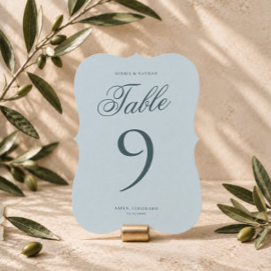 Ice Blue Winter Die Cut Wedding Table Number Card