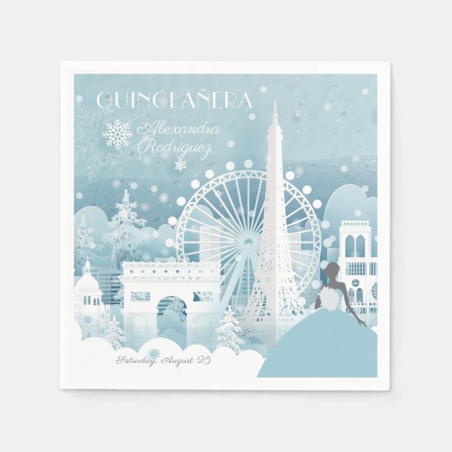 Ice Blue Winter in Paris Napkin (Front)