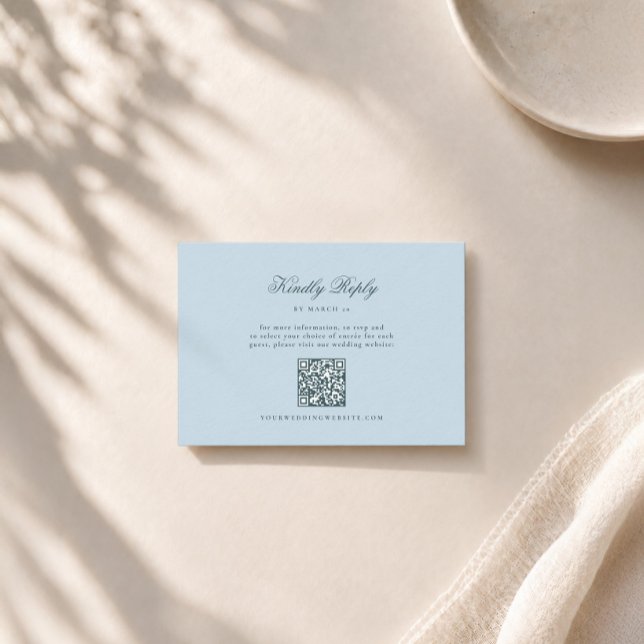Ice Blue Winter QR Code Wedding RSVP Card (Creator Uploaded)