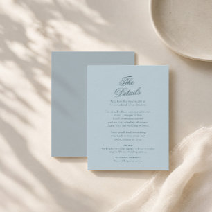 Ice Blue Winter Wedding Details Card