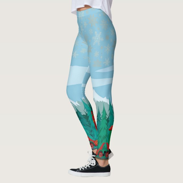 Ice Blue with Gold Snowflakes Leggings (Left)