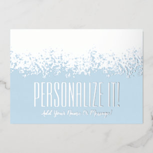 Ice Blue With Silver Foil Glitzy Border Card
