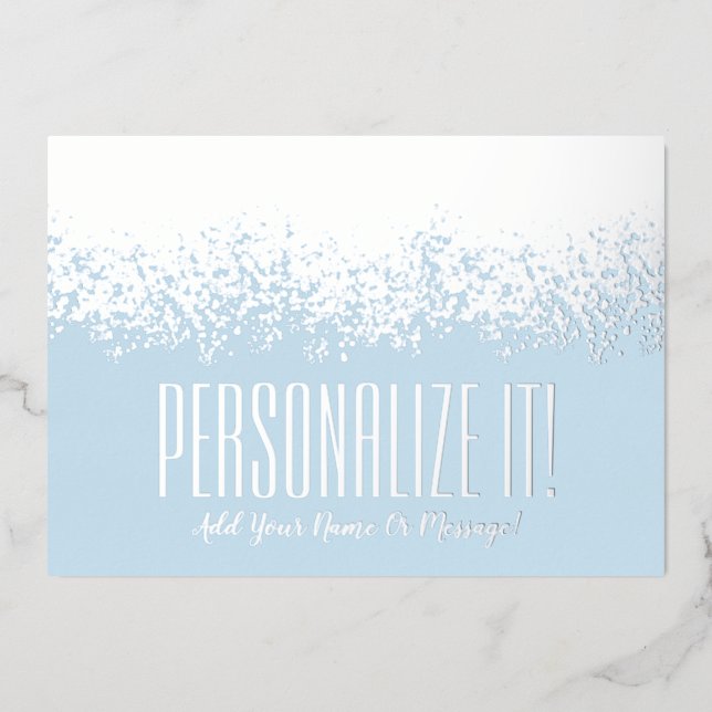 Ice Blue With Silver Foil Glitzy Border Card (Front)