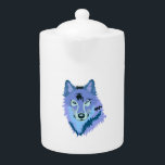 Ice Blue Wolf<br><div class="desc">Icy blue and purple wild wolf teapot. Cool animal design.</div>