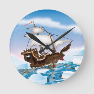Ice Breaker Ship Round Clock