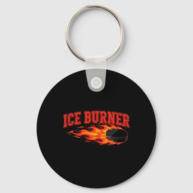 Ice Burner Hockey Puck Smash Design  Key Ring (Front)