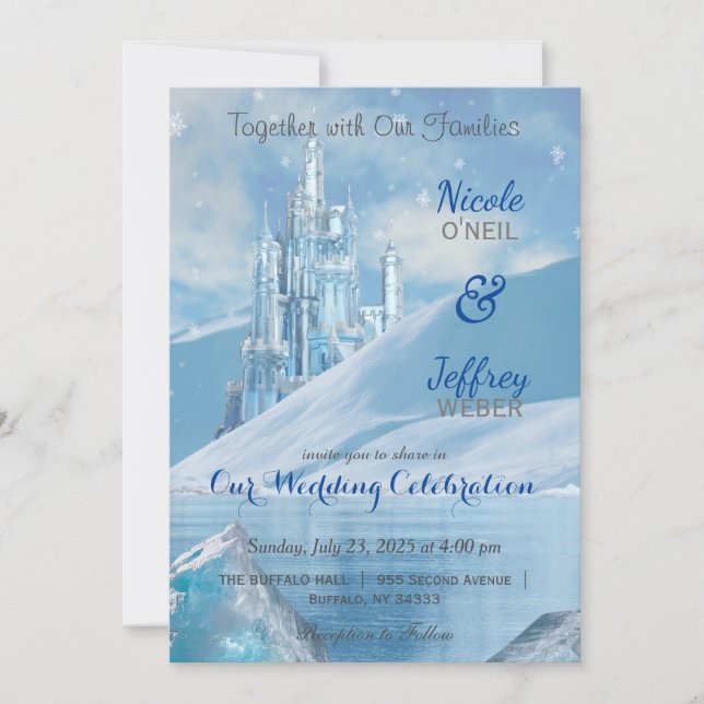 Ice Castle Winter Snow Wedding Invitation (Front)