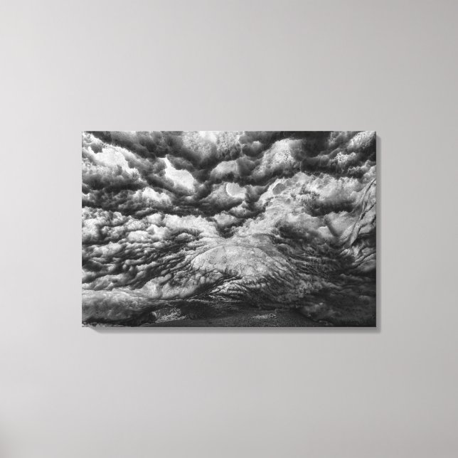 Ice Cave In Black And White Canvas Print (Front)