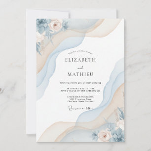 Ice Champagne Petal Wedding Invitation