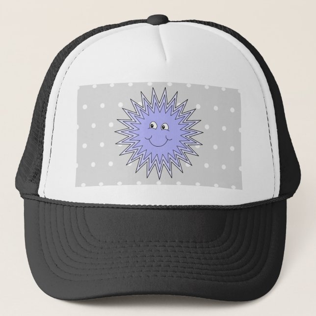 Ice Character with a Smile. Blue and Grey. Trucker Hat (Front)