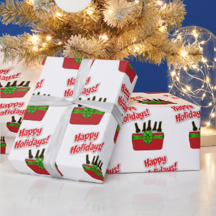 Ice Chest Beer Cooler Happy Holidays Wrapping Paper