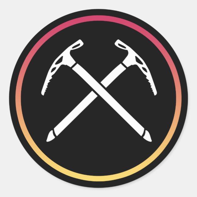 Ice Climbing - Crossed Ice Axes Classic Round Sticker (Front)