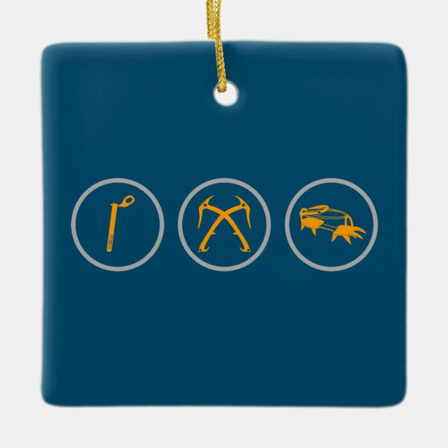 Ice Climbing Gear Ceramic Ornament (Front)