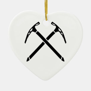 Ice climbing picks axe ceramic tree decoration