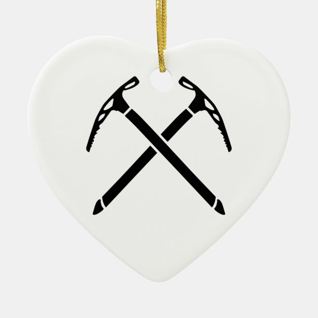 Ice climbing picks axe ceramic tree decoration (Front)