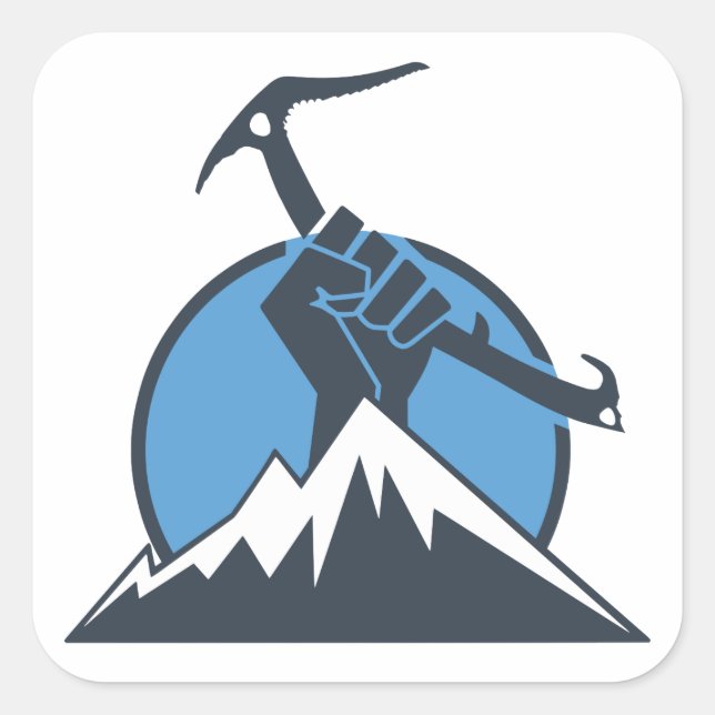 Ice Climbing Power Square Sticker (Front)