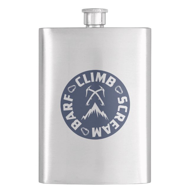 Ice Climbing Scream And Barf Hip Flask (Front)