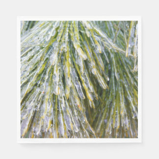 Ice Coated Pine Needles Winter Botanical Napkin