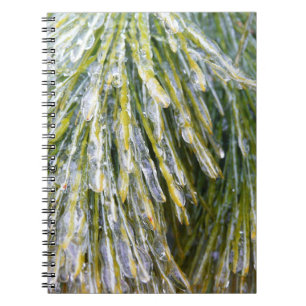 Ice Coated Pine Needles Winter Botanical Spiral Notebook