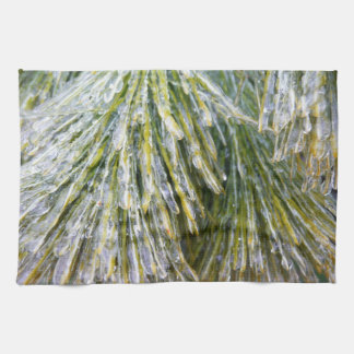 Ice Coated Pine Needles Winter Botanical Tea Towel