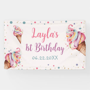 Ice Cream 1st Birthday Party Banner