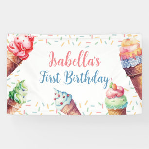 Ice Cream 1st Birthday Party Banner