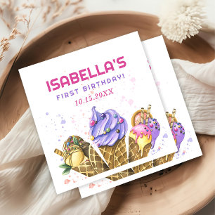 Ice Cream 1st Birthday Party Napkin