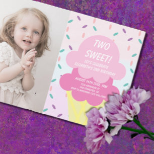 Ice Cream 2nd Birthday Invitation