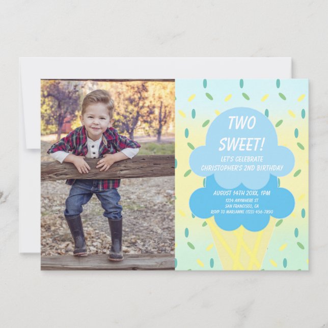 Ice Cream 2nd Birthday Invitation (Front)