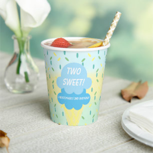Ice Cream 2nd Birthday Paper Cups