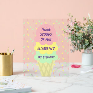 Ice Cream 3rd Birthday Acrylic Sign