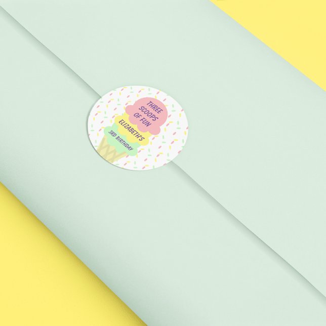 Ice Cream 3rd Birthday Classic Round Sticker (Creator Uploaded)