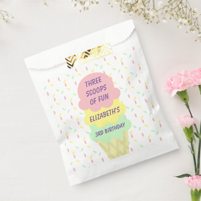 Ice Cream 3rd Birthday Favour Bags (Sealed)