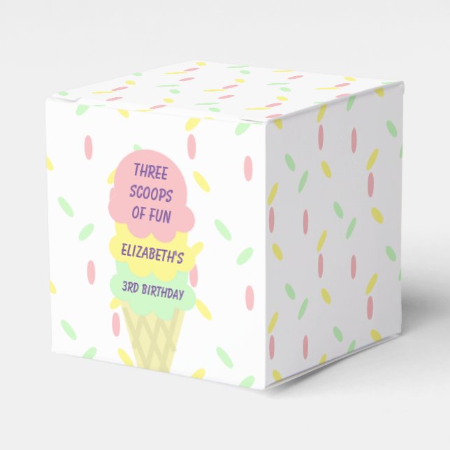 Ice Cream 3rd Birthday Favour Box (Front Side)