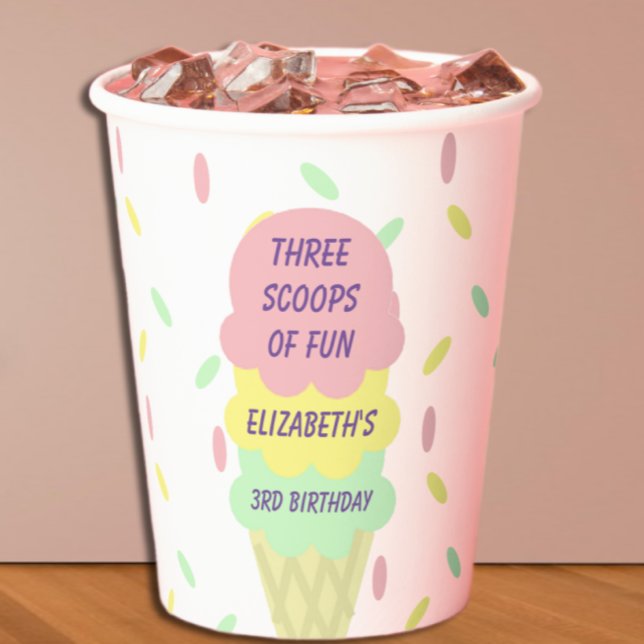 Ice Cream 3rd Birthday Paper Cups (Creator Uploaded)