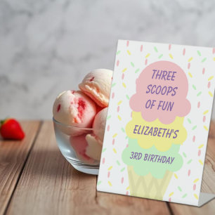 Ice Cream 3rd Birthday Pedestal Sign