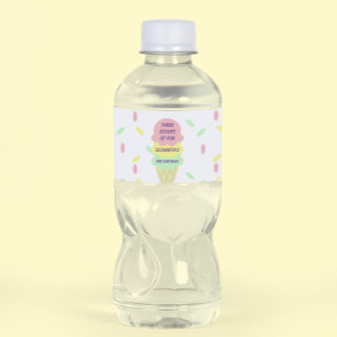 Ice Cream 3rd Birthday Water Bottle Label
