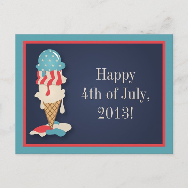 Ice Cream 4th of July Party Postcard (Front)