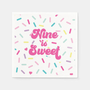 Ice Cream and Cake Nine is Sweet 9th Birthday Napkin