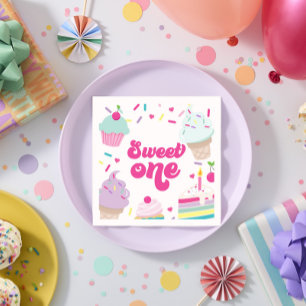 Ice Cream and Cake Sweet One 1st Birthday Napkin