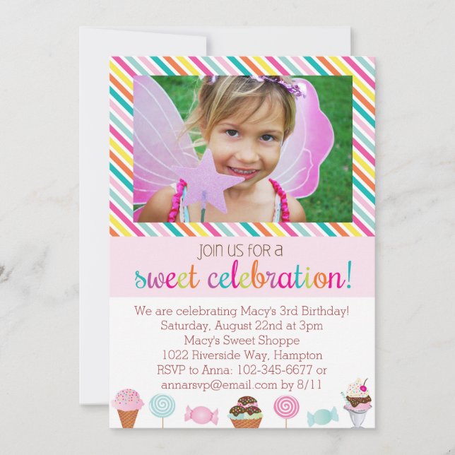 Ice Cream and Candy Party Invitation (Front)