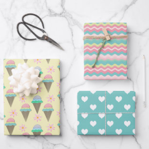 Ice Cream And Daisy Wrapping Paper Sheets
