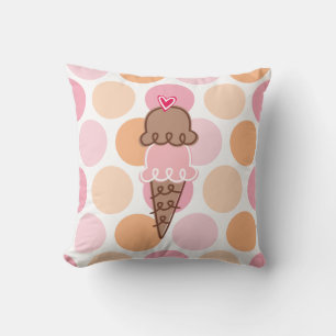 Ice Cream and Polka Dots Pillow