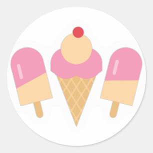 Ice Cream and Popsicle Trio Classic Round Sticker